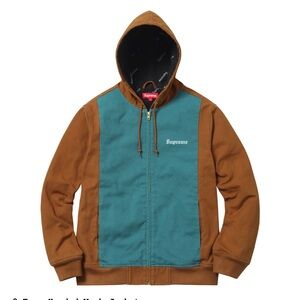 Supreme 2-Tone Hooded Work Jacket - Brown and Teal